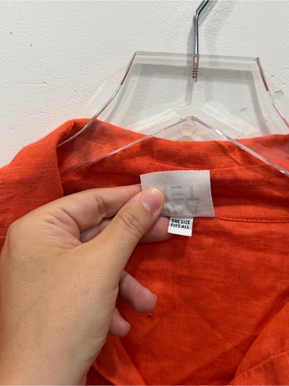 Planet by Lauren G Linen Handkerchief Blouse Buttondown Orange One Size - Picture 8 of 9